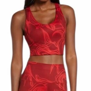 Zella Longline Racer Back Sports Bra Red Camo Size XL